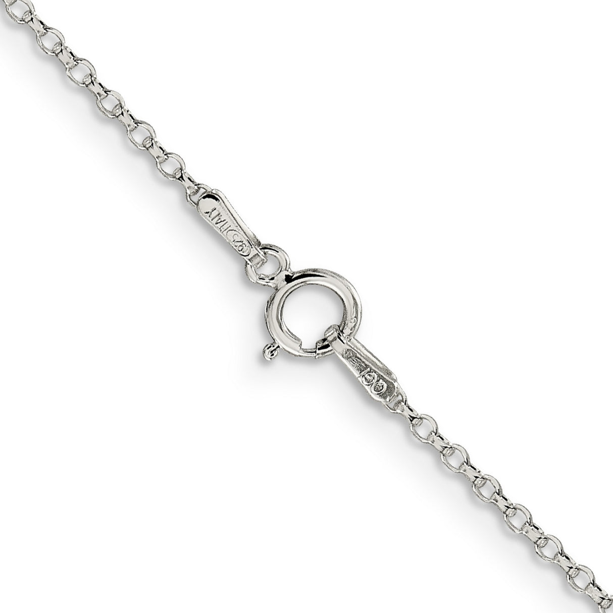 925 White Gold 1.5 mm Polished Chain Necklace, Solid alternate angle
