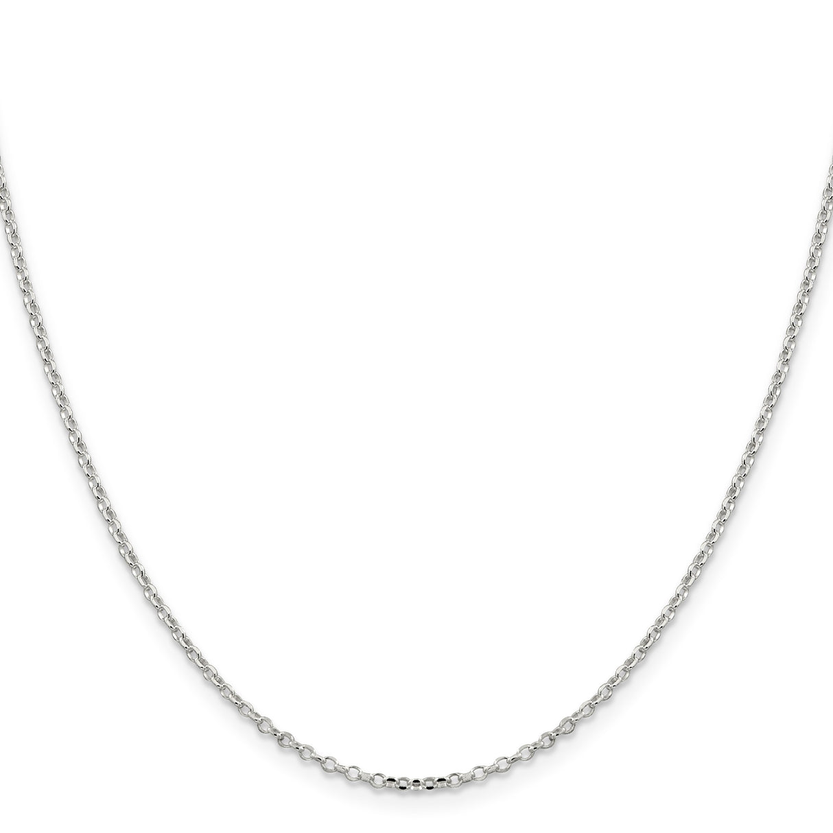 925 White Gold 1.75 mm Polished Chain Necklace, Solid