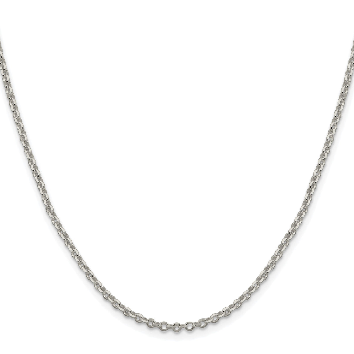 925 White Gold 2.6 mm Polished Chain Necklace