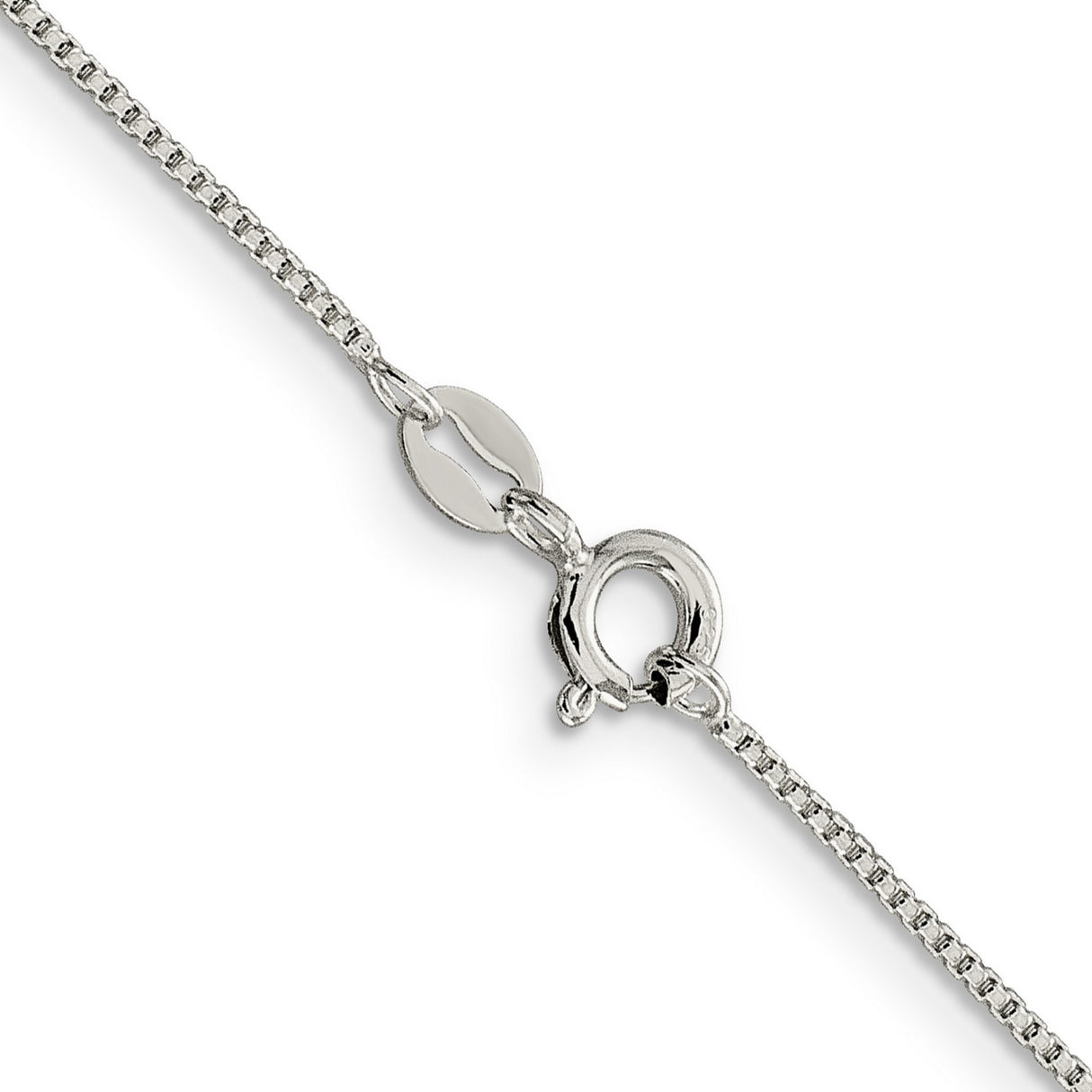 925 White Gold 1 mm Box Chain Necklace, Polished alternate angle