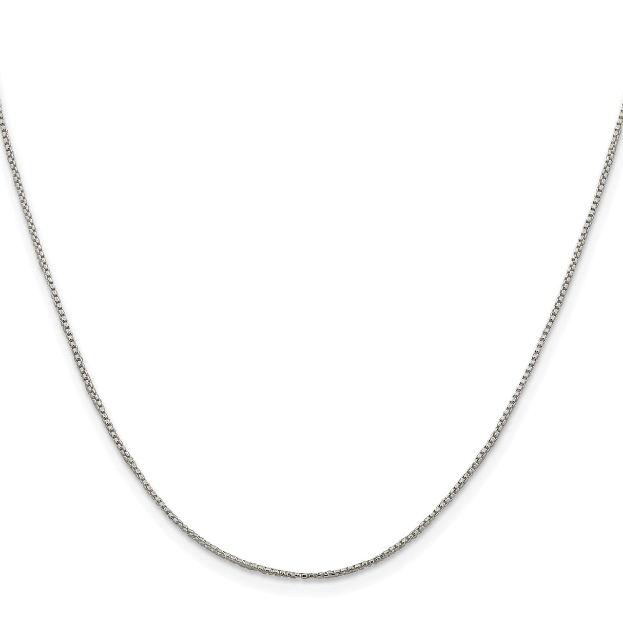 925 White Gold 1 mm Box Chain Necklace, Polished