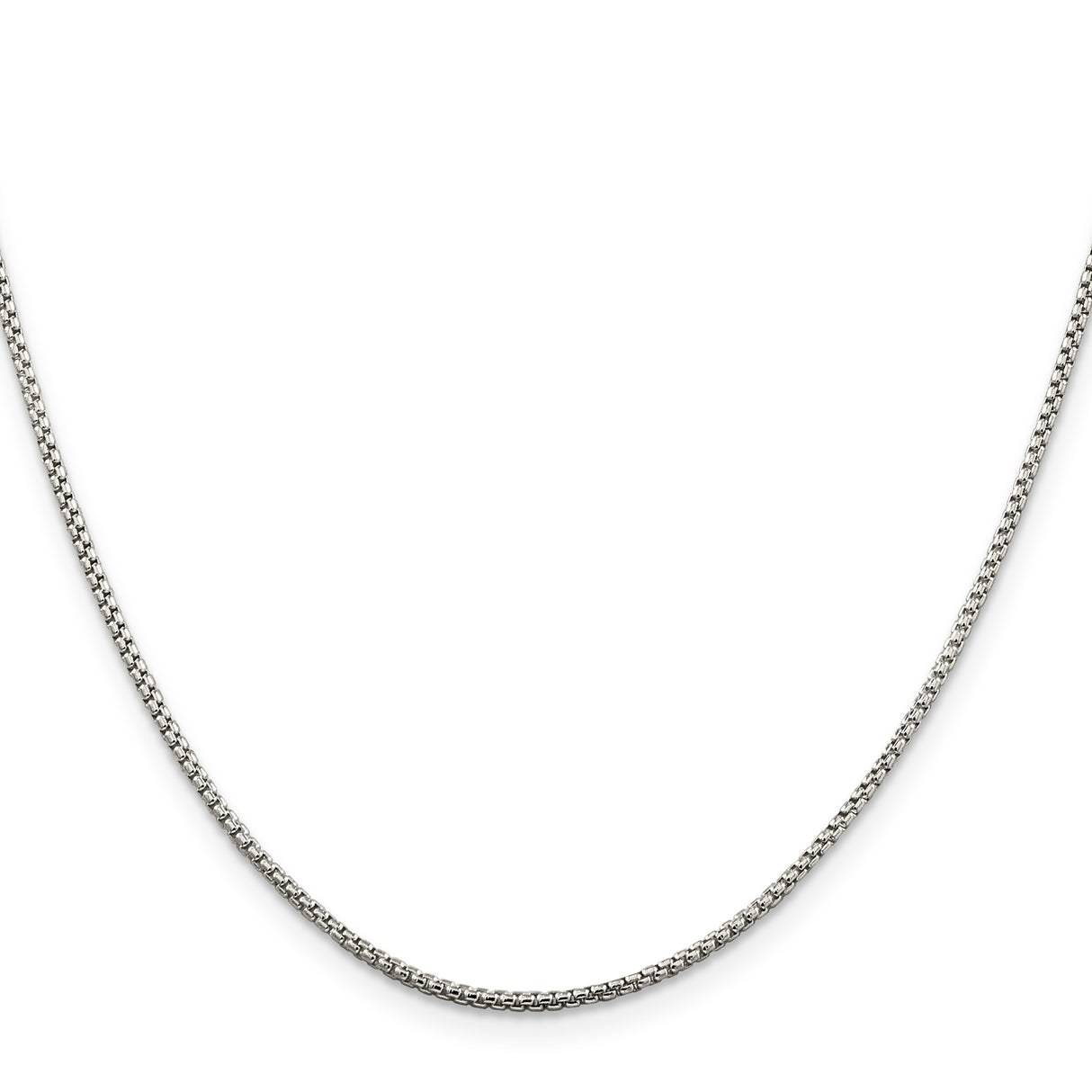 925 White Gold 1.5 mm Box Chain Necklace, Polished
