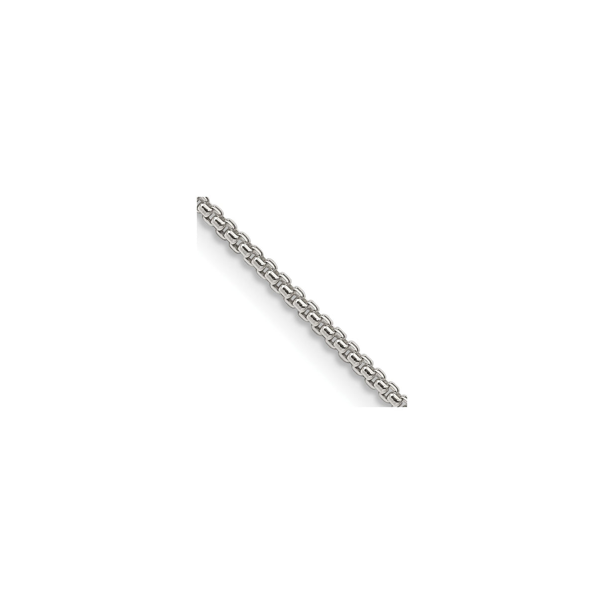 925 White Gold 1.5 mm Box Chain Necklace, Polished alternate angle