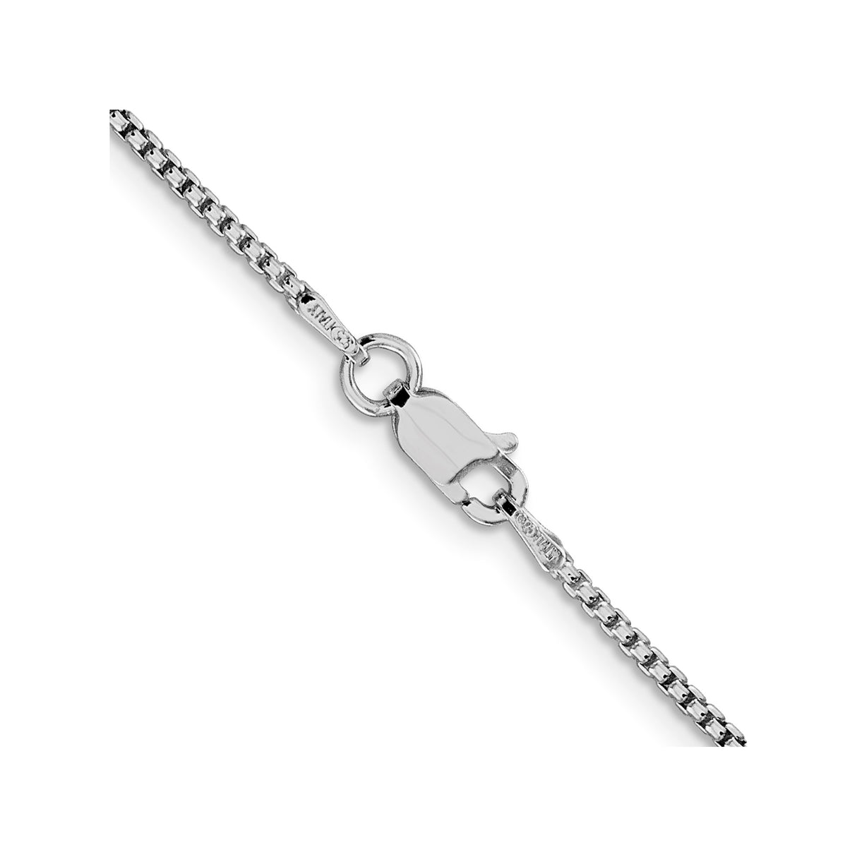 925 White Gold 1.5 mm Box Chain Necklace, Polished alternate angle