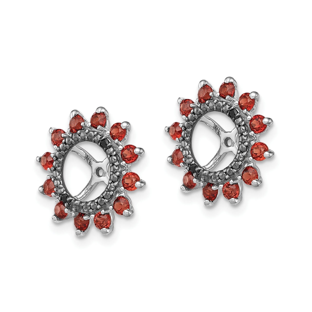 Sterling Silver Earring Jackets with Garnet and Sapphire Accents, Floral Halo Design
