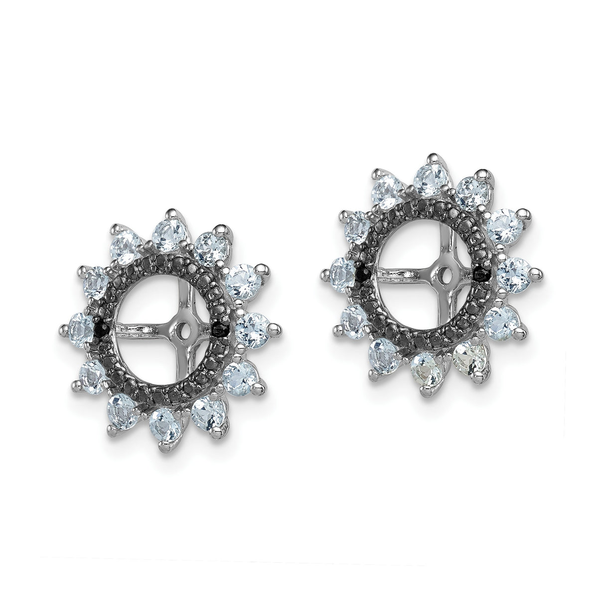 Sterling Silver Earring Jackets with Aquamarine, Sunburst and Cross Design, Faith Inspired