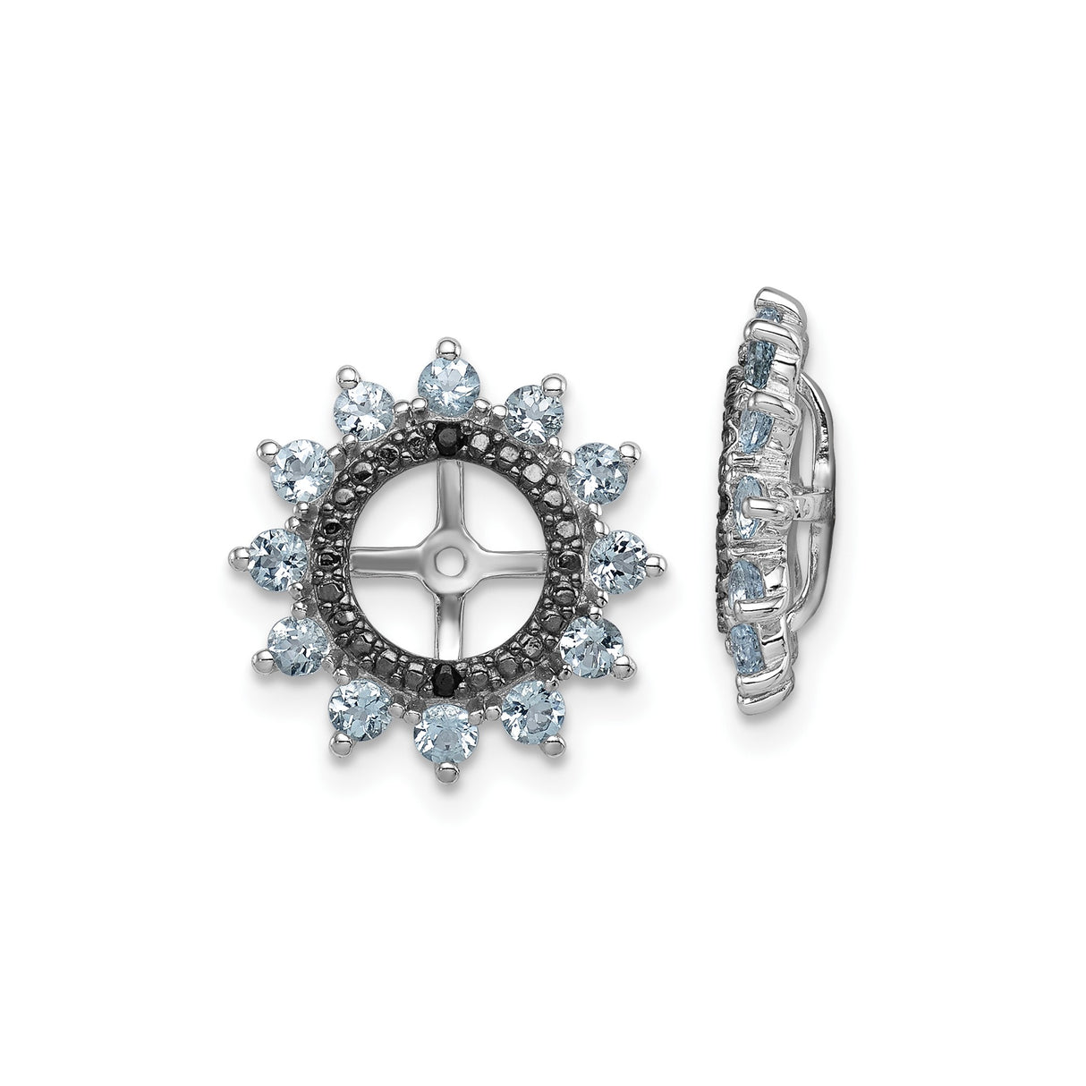 Sterling Silver Earring Jackets with Aquamarine, Sunburst and Cross Design, Faith Inspired