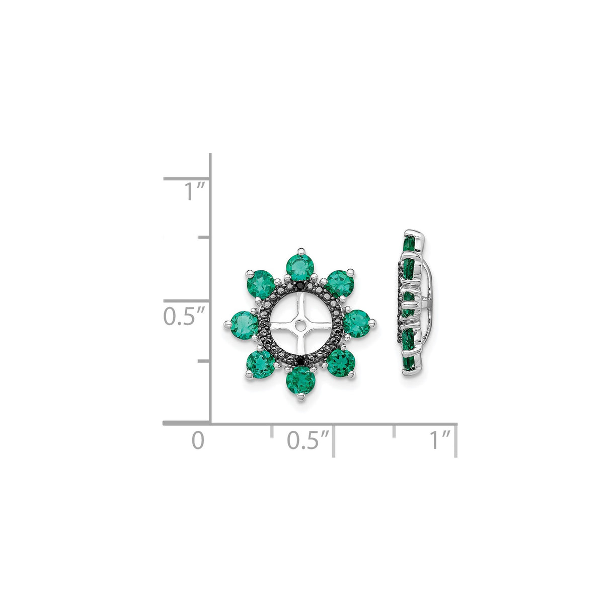 Sterling Silver Clip-On Earrings with Created Emerald, Sapphire, Cross and Flower Motif