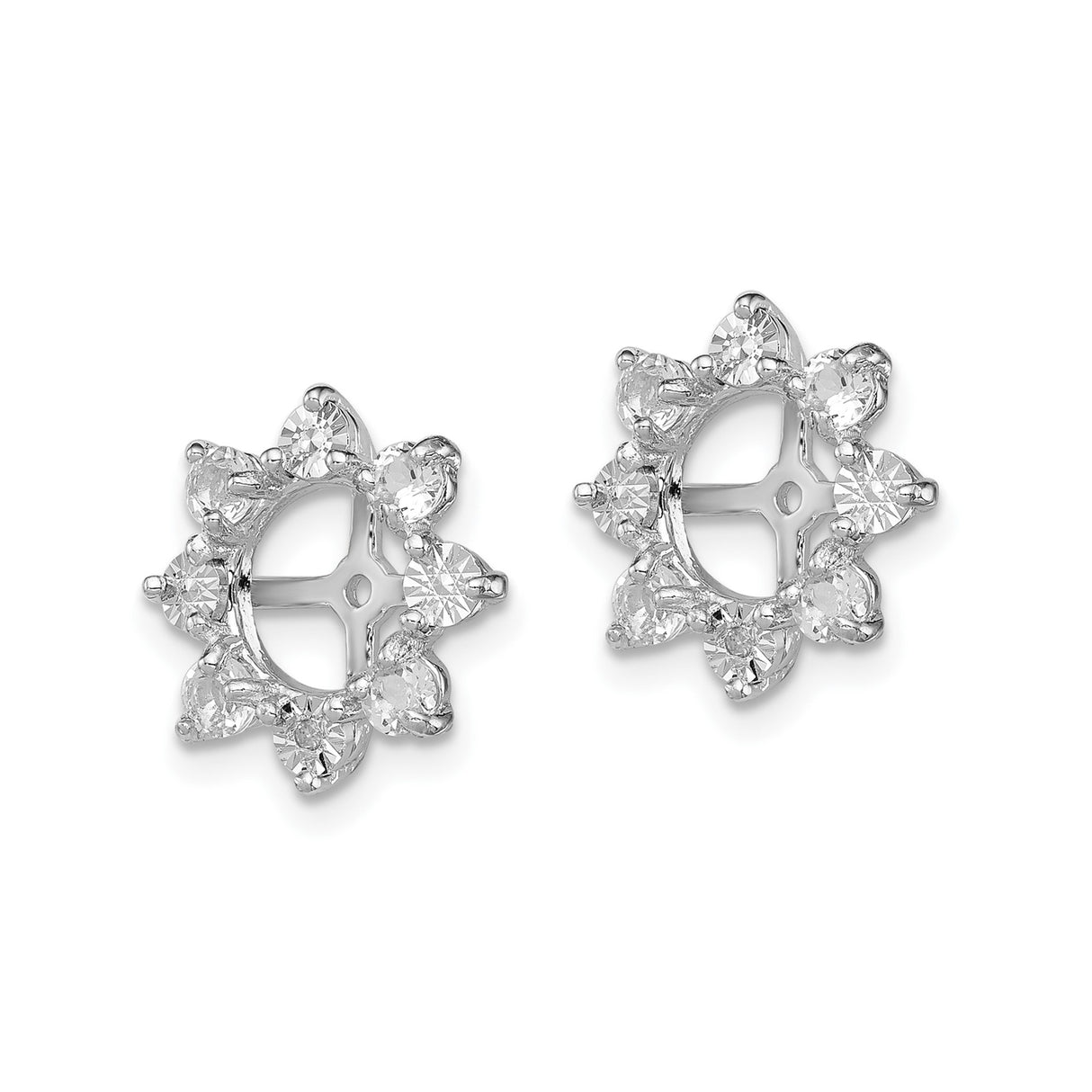 Sterling Silver Earring Jackets with White Topaz and Diamond, Cross and Floral Motif