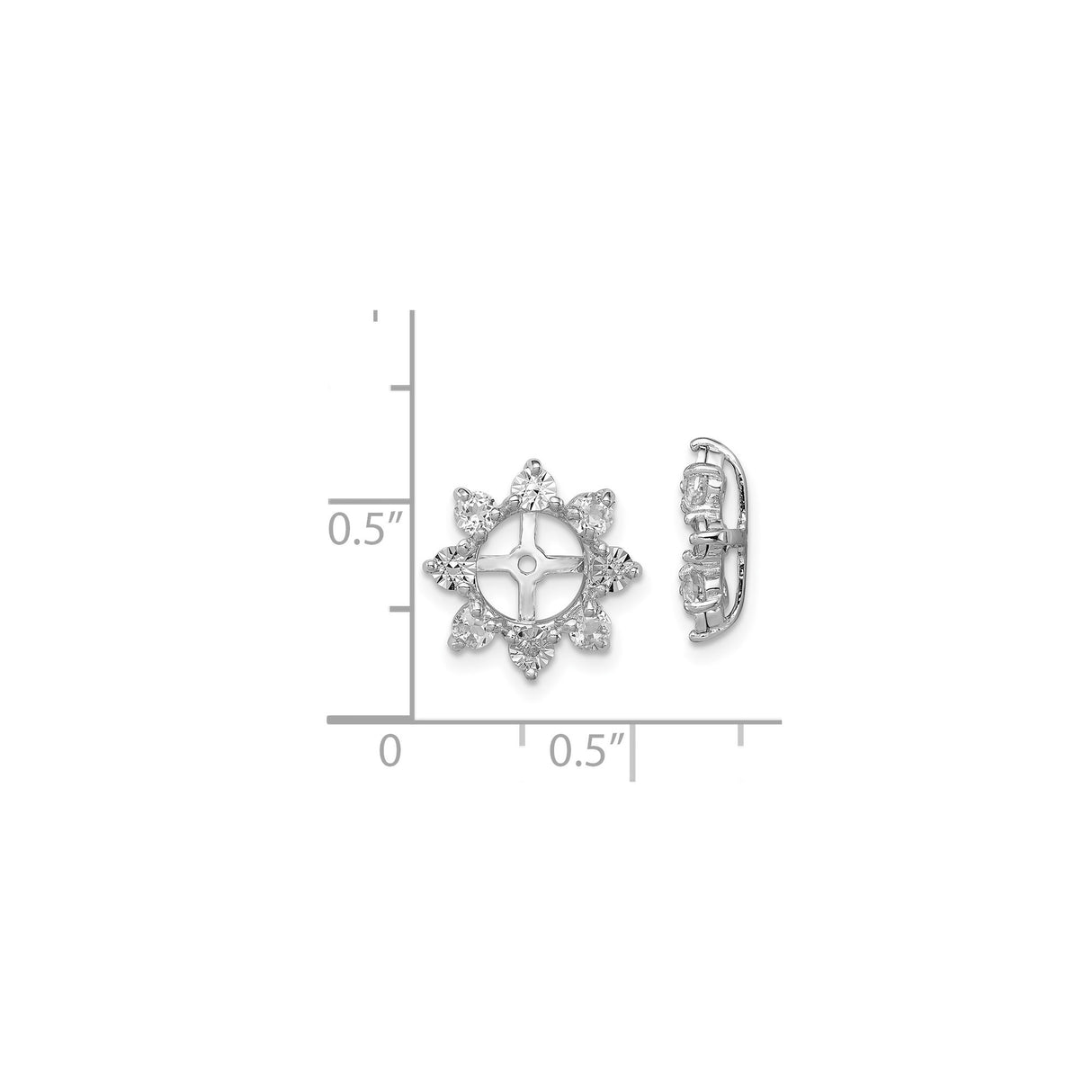 Sterling Silver Earring Jackets with White Topaz and Diamond, Cross and Floral Motif