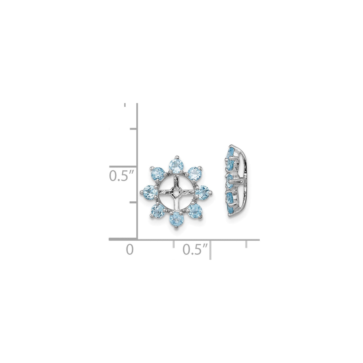 Sterling Silver Cross Earrings with Swiss Blue Topaz, Halo Design Inspired by Snowflake and Sunburst