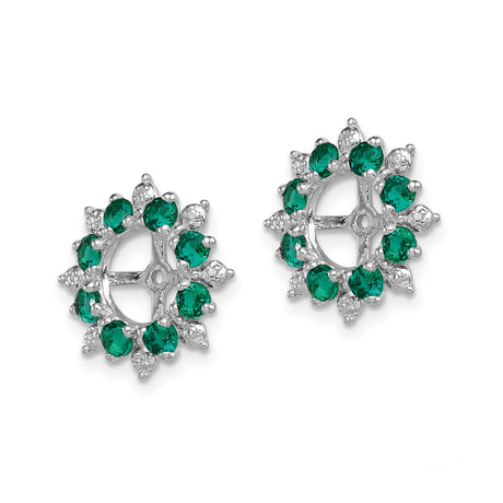 Sterling Silver Sunburst Cross Dangle Earrings with Created Emerald and Diamond Accents