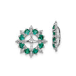 Sterling Silver Sunburst Cross Dangle Earrings with Created Emerald and Diamond Accents