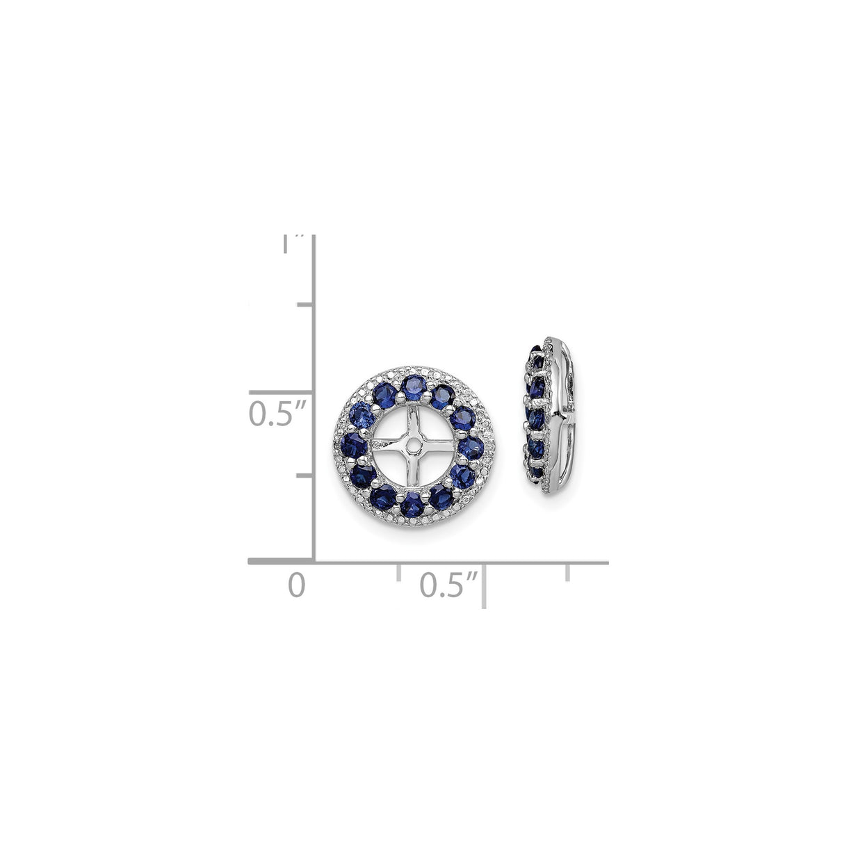Sterling Silver Cross Stud Earrings with Created Sapphire and Diamond Halo for Women