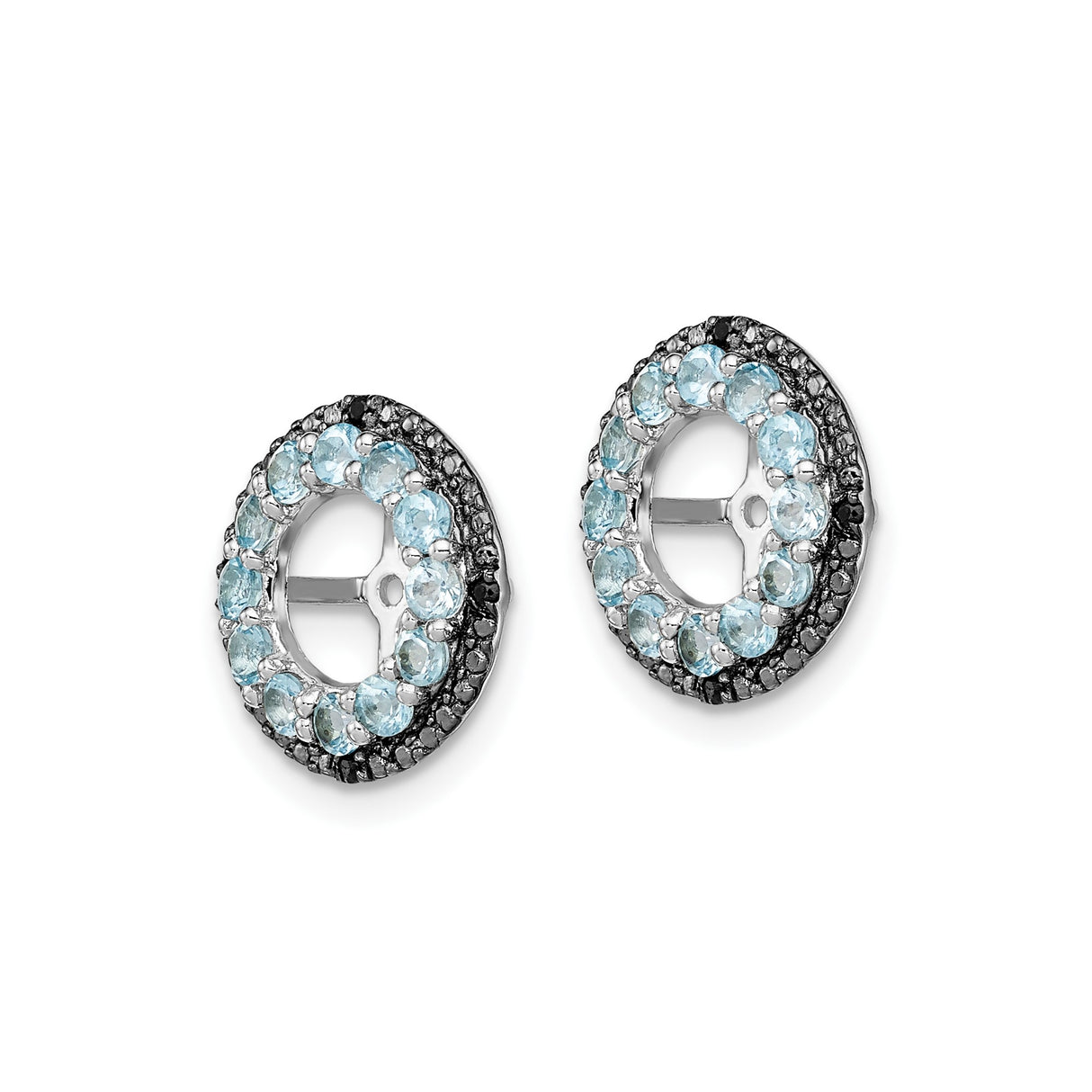 Sterling Silver Compass Rose Dangle Earrings with Swiss Blue Topaz and Sapphire