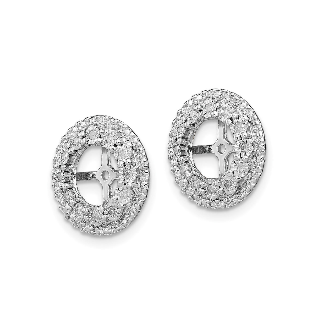 Sterling Silver Clip-On Cross Earrings with Diamonds, Spiritual Christian Design for Women