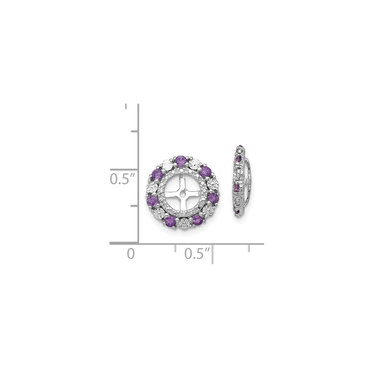 Sterling Silver Cross Earrings with Amethyst, Halo Studs, Christian Faith Design for Women