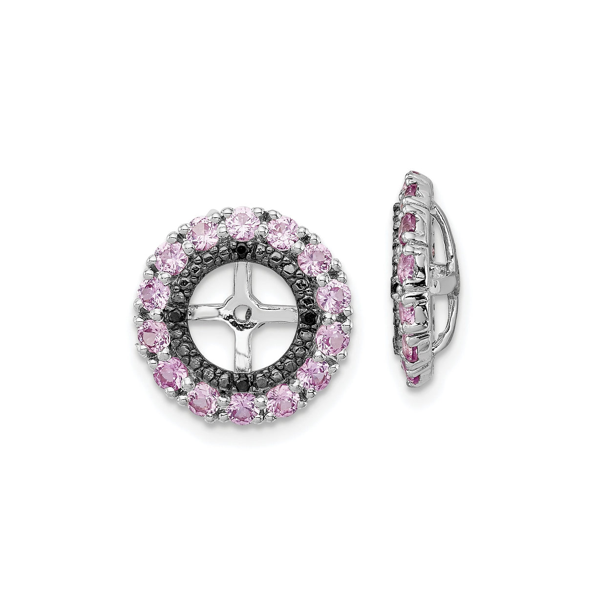 Sterling Silver Cross Pendant with Created Sapphire, Pink and Black Cubic Zirconia, Faith Symbol