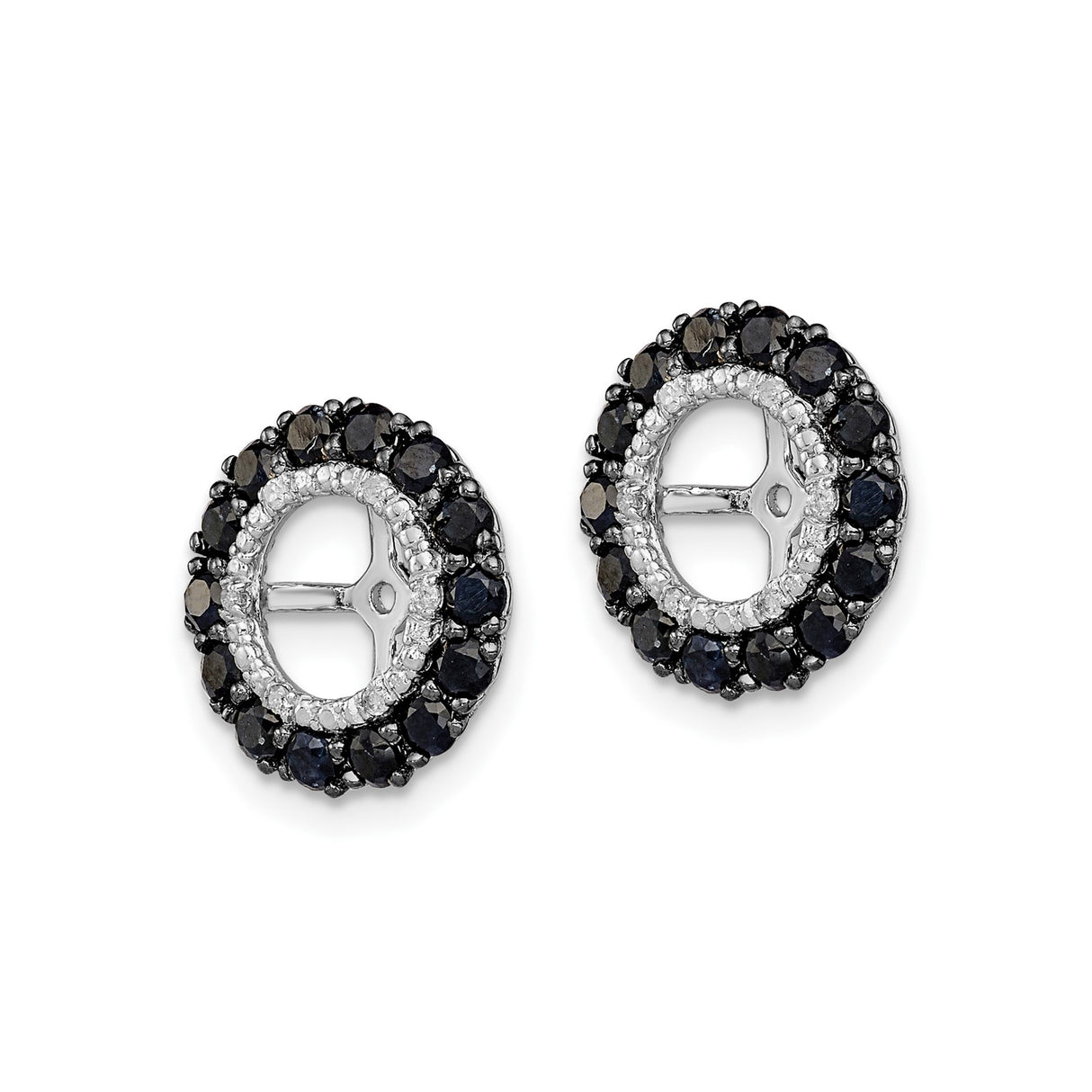 Sterling Silver Clip-On Cross Earrings with Sapphire and Diamond, Christian Faith Design