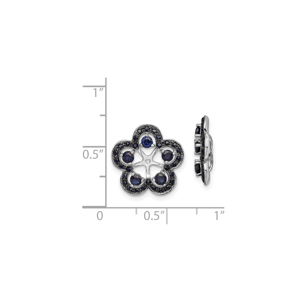 Sterling Silver Floral Stud Earrings with Created Sapphire Clover Design for Women