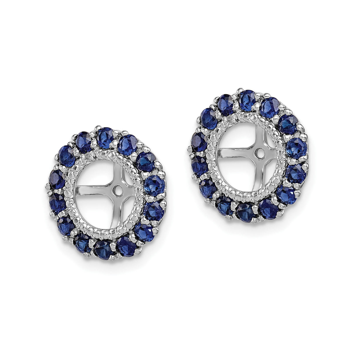 Sterling Silver Earring Jackets with Created Sapphire and Diamond, Christian Cross Design
