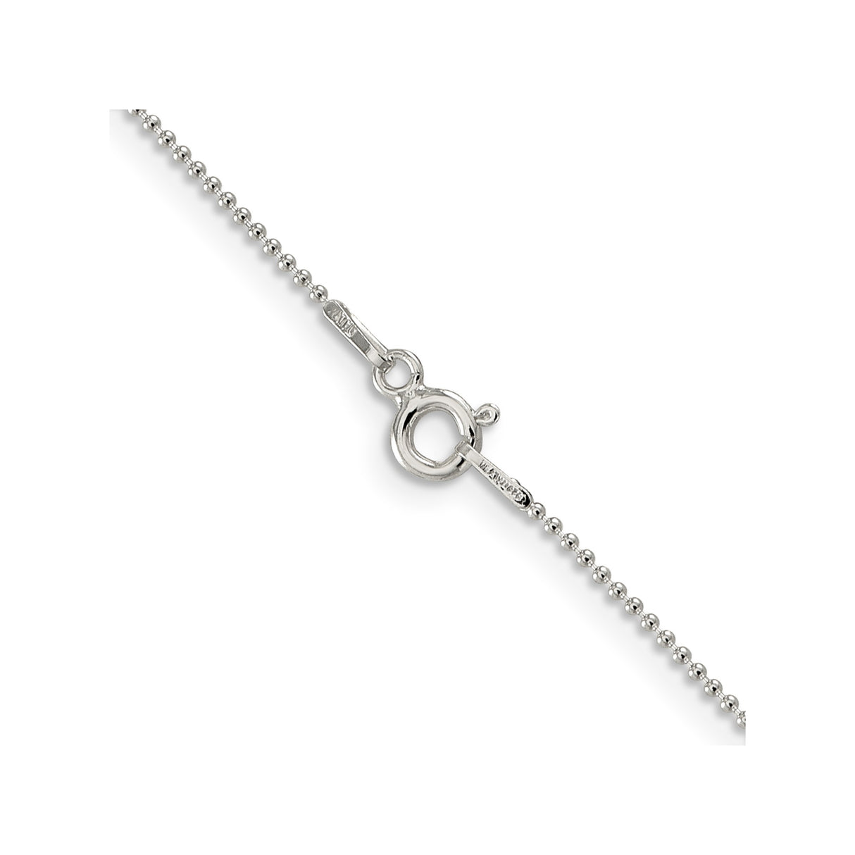925 White Gold 1 mm Polished Chain Necklace, Solid alternate angle