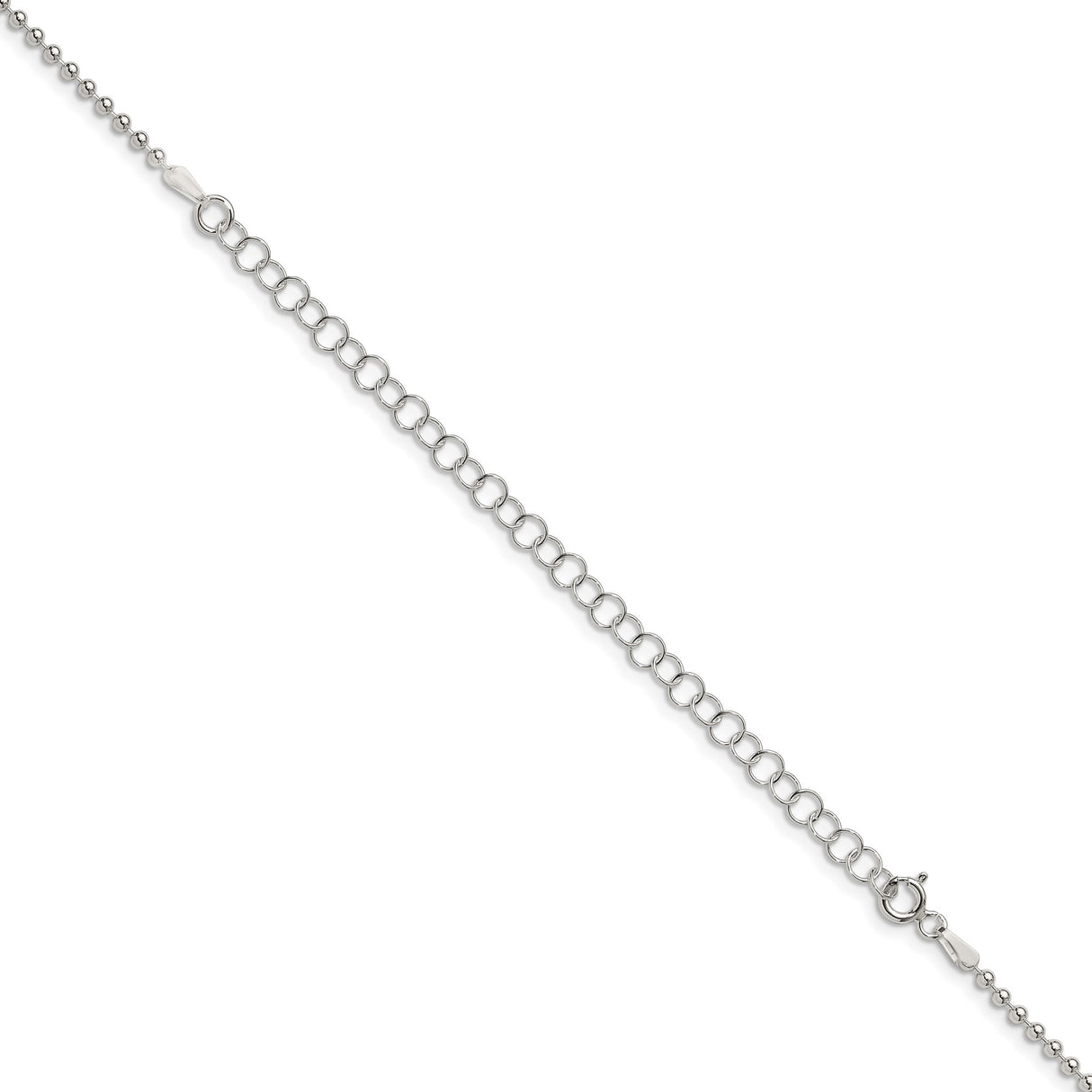 925 White Gold 2 mm Polished Chain Necklace, Solid detail view
