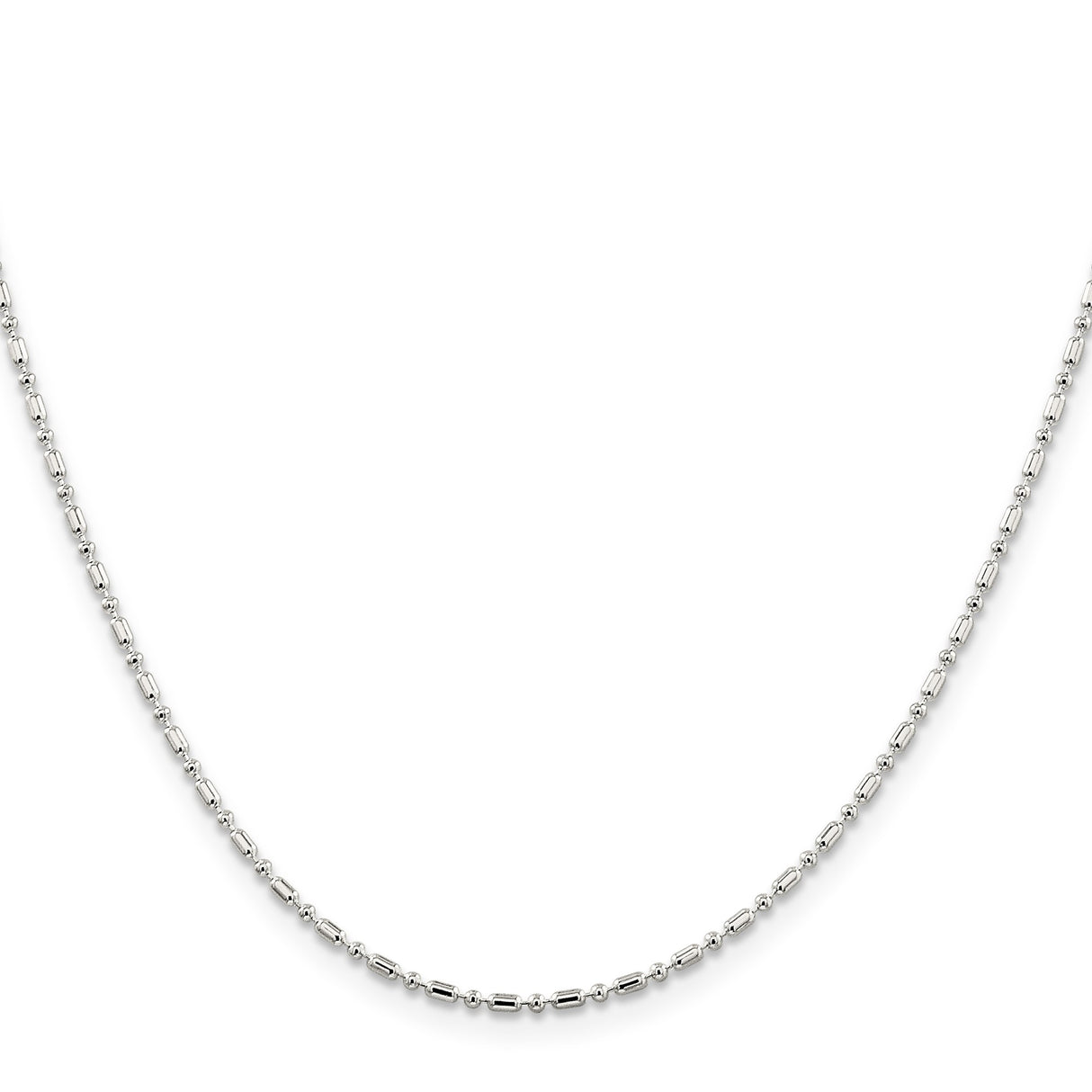 925 White Gold 1.5 mm Polished Chain Necklace, Solid