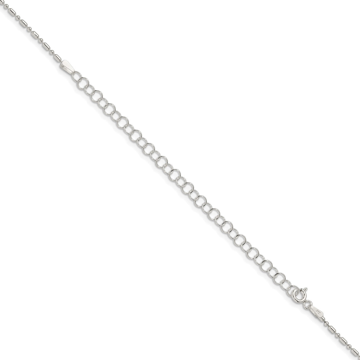 925 White Gold 1.5 mm Polished Chain Necklace, Solid detail view