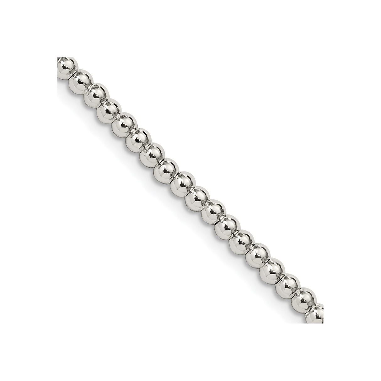 925 White Gold 3 mm Polished Chain Necklace, Solid detail view