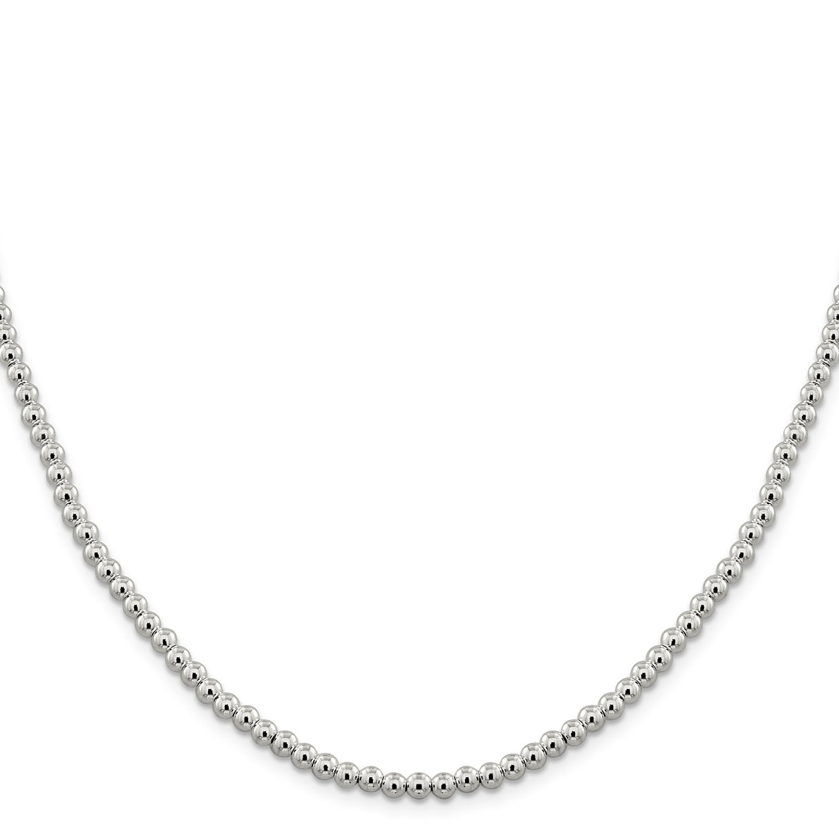 925 White Gold 4 mm Polished Chain Necklace, Solid
