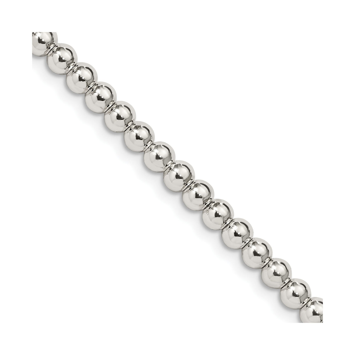 925 White Gold 4 mm Polished Chain Necklace, Solid detail view