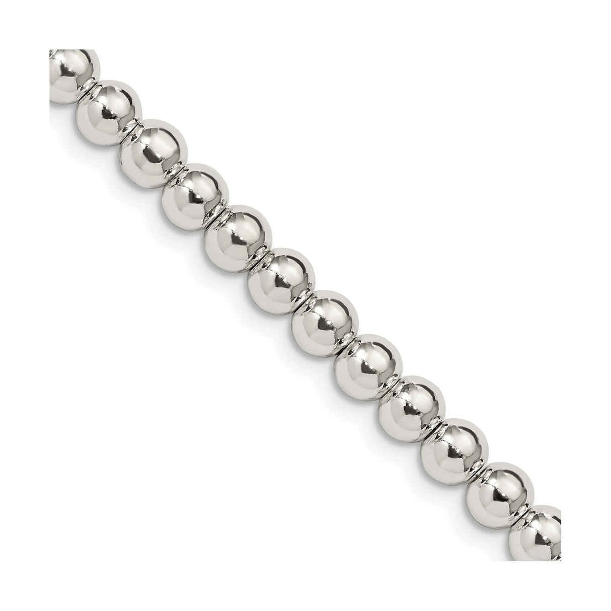 925 White Gold 5 mm Polished Chain Necklace, Solid detail view