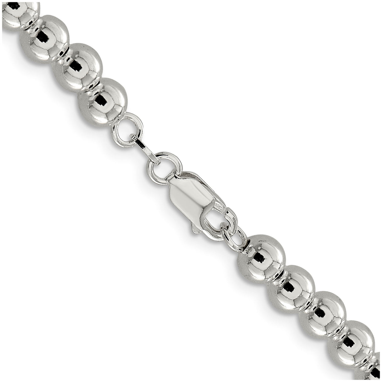 925 White Gold 6.1 mm Polished Chain Necklace, Solid alternate angle