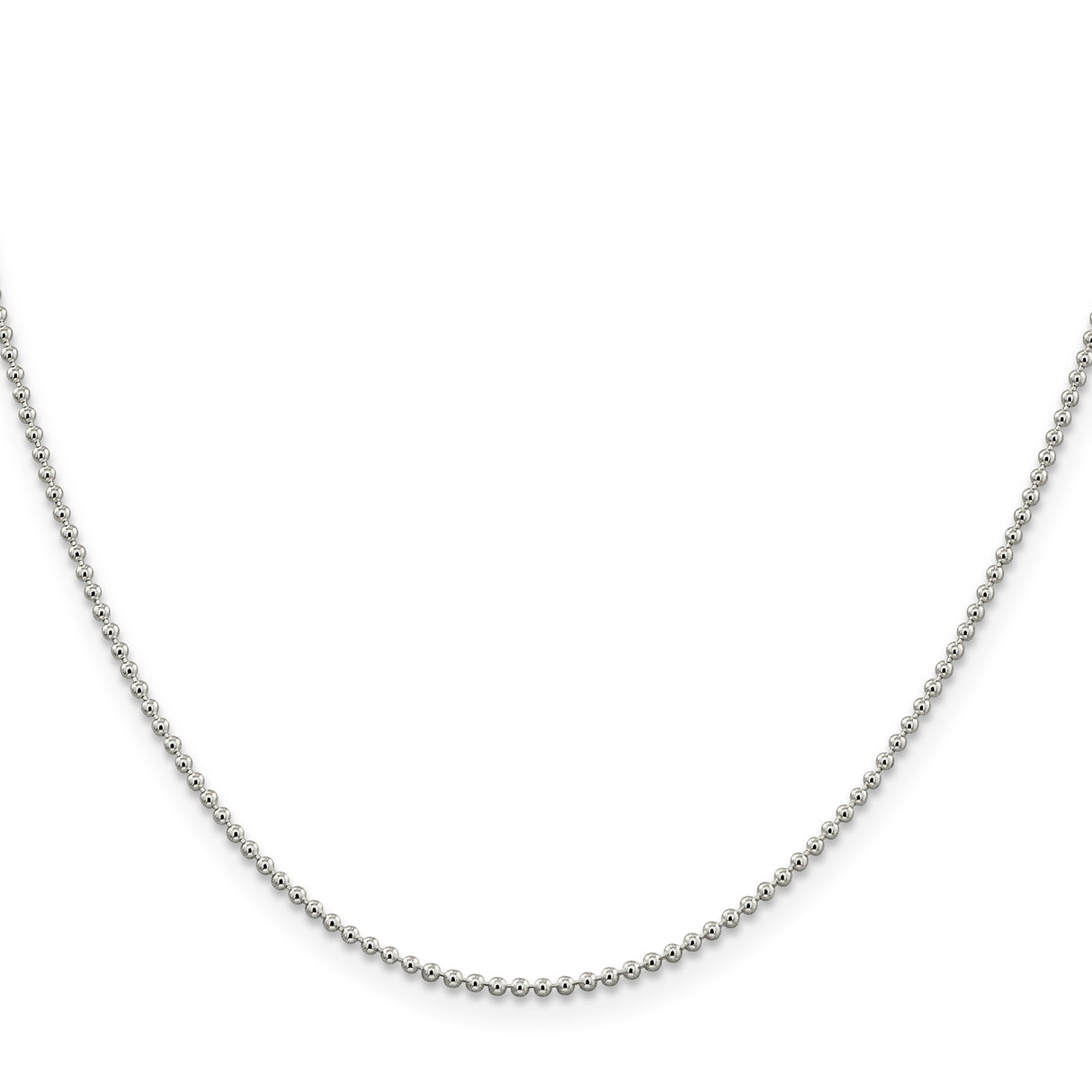 925 White Gold 1.5 mm Polished Chain Necklace, Solid