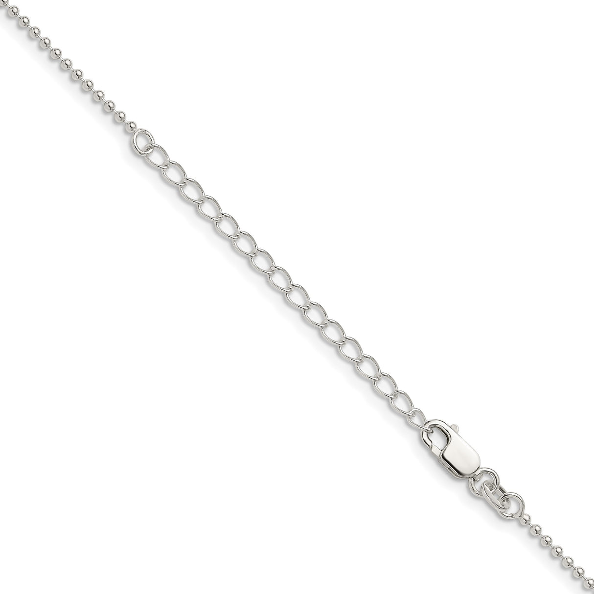 925 White Gold 1.5 mm Polished Chain Necklace, Solid detail view
