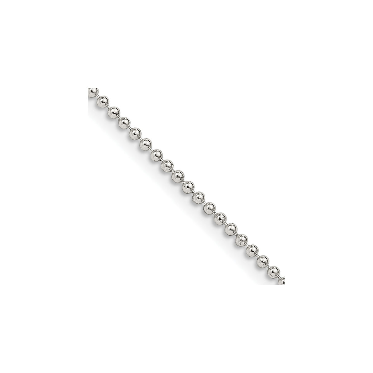 925 White Gold 1.5 mm Polished Chain Necklace, Solid detail view