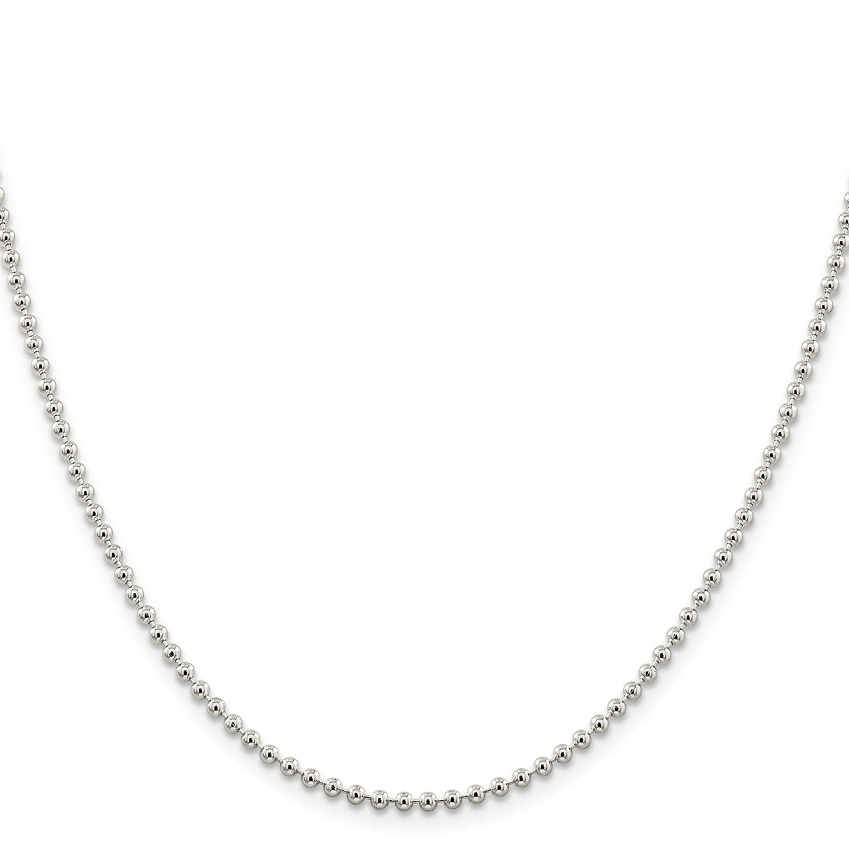 925 White Gold 2.35 mm Polished Chain Necklace, Solid