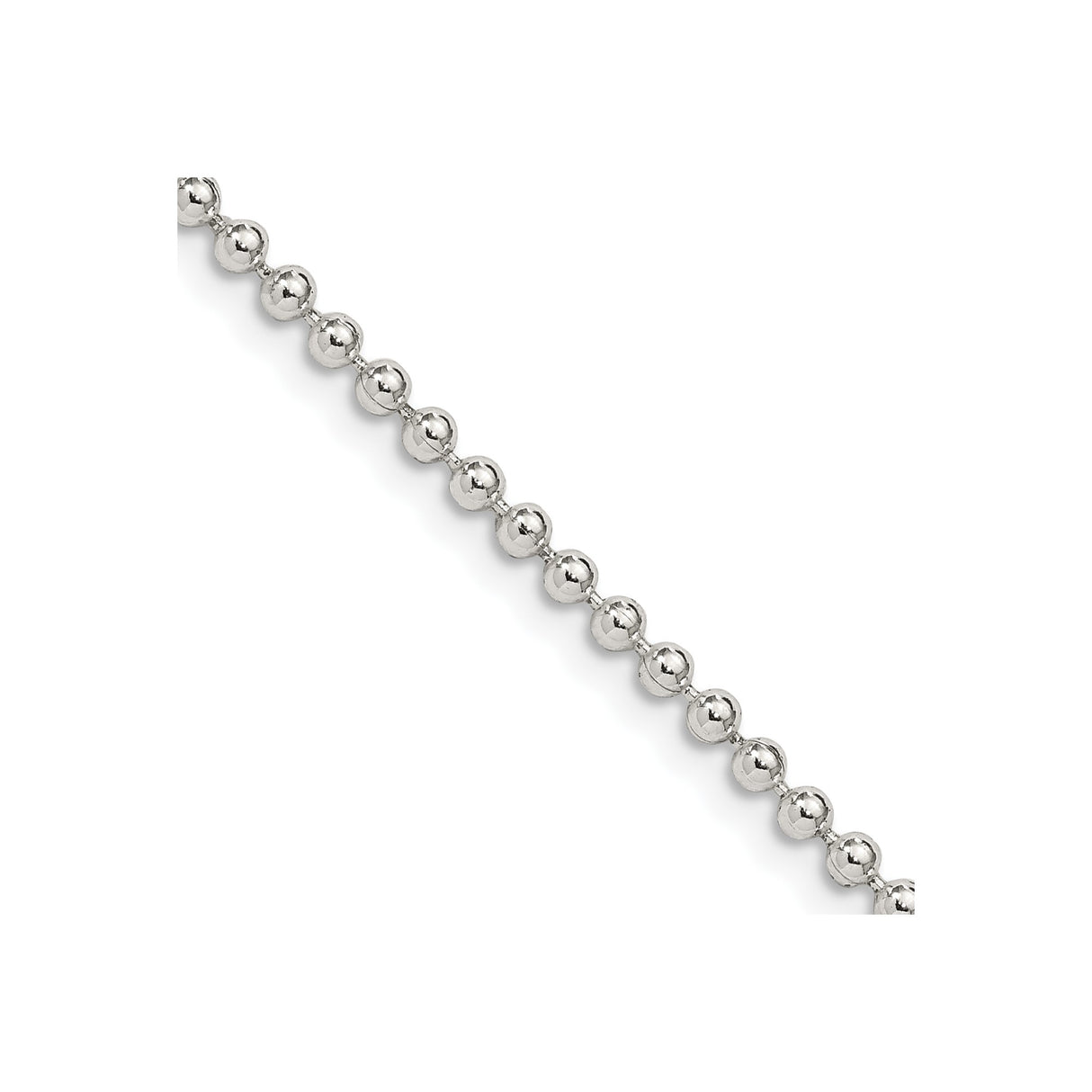 925 White Gold 2.35 mm Polished Chain Necklace, Solid alternate angle