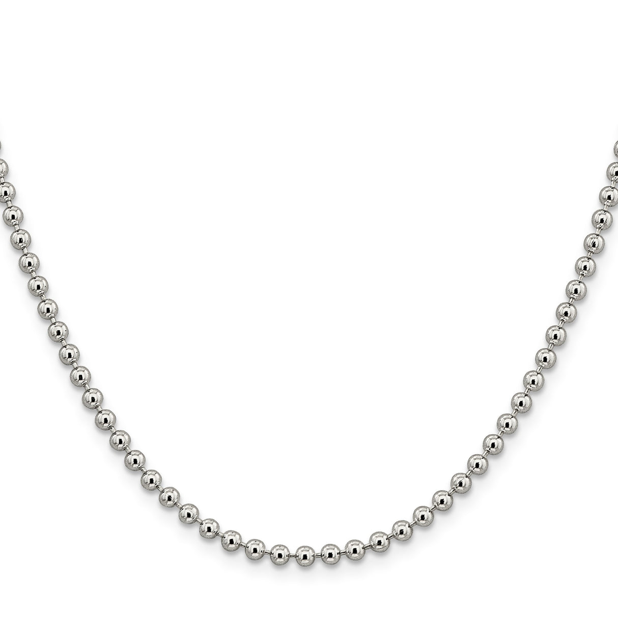 925 White Gold 3 mm Polished Chain Necklace, Solid