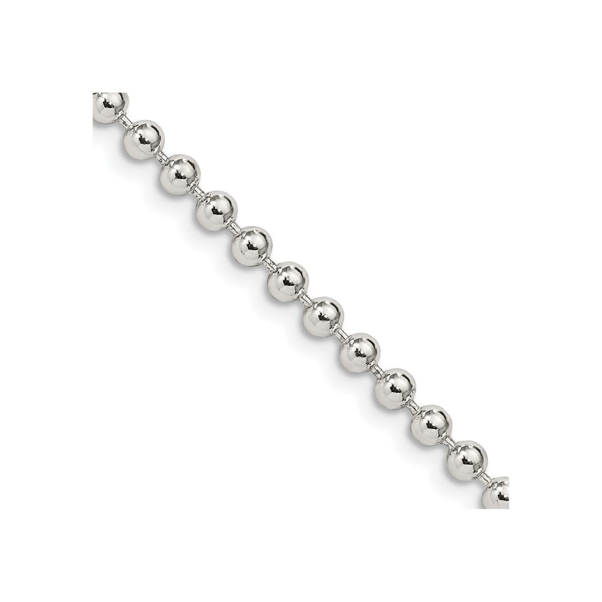 925 White Gold 3 mm Polished Chain Necklace, Solid detail view