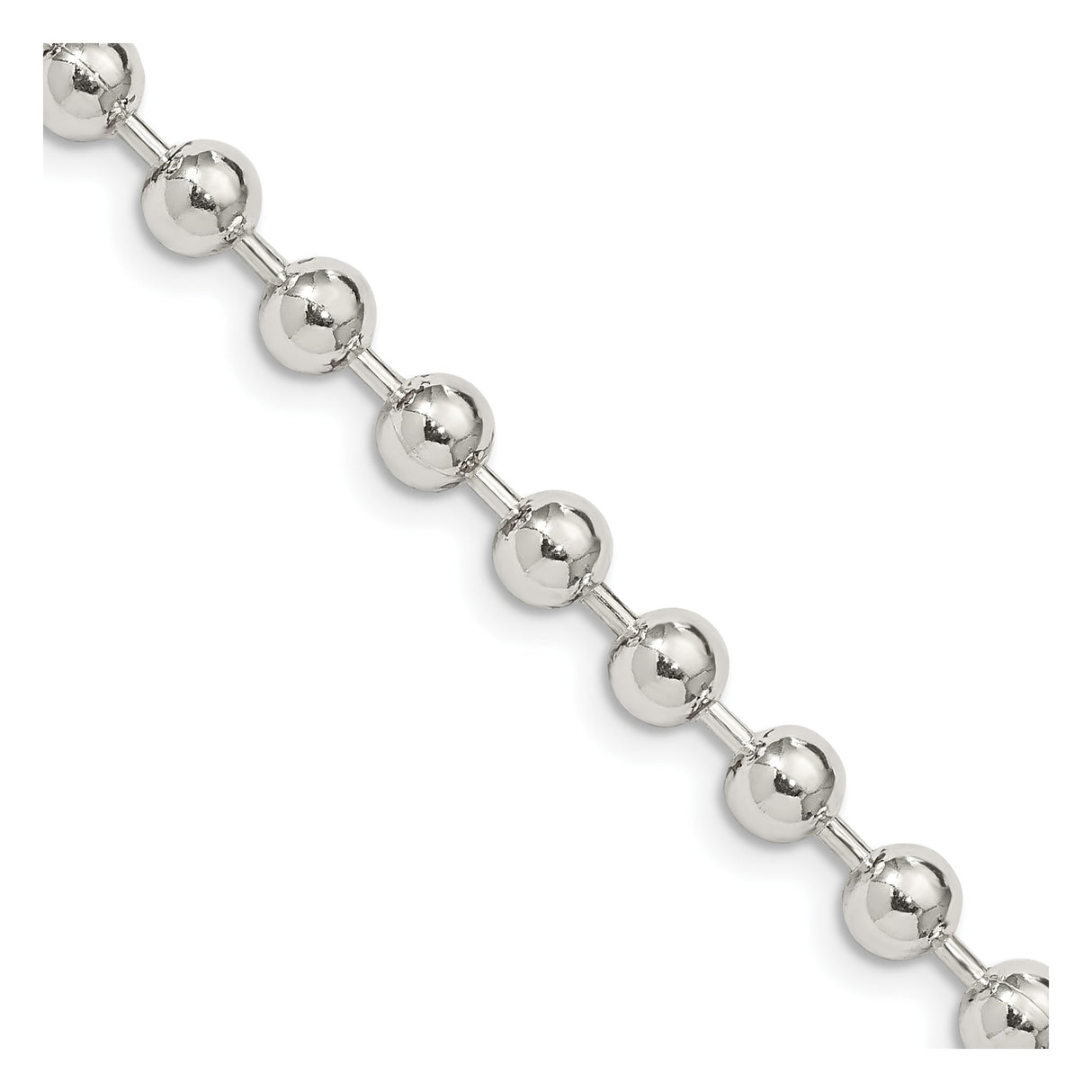 925 White Gold 5 mm Polished Chain Necklace, Solid detail view