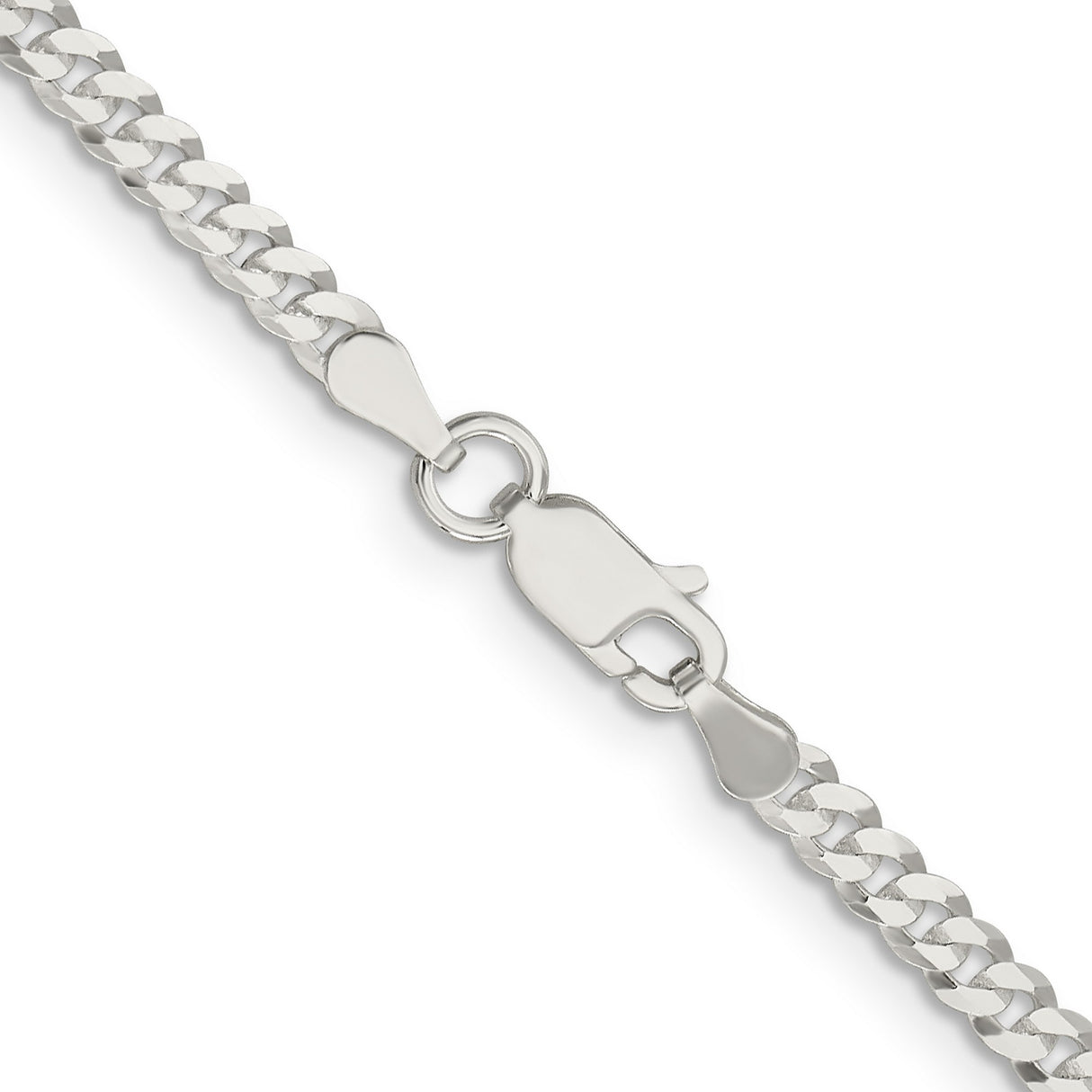 925 White Gold 3.15 mm Curb Chain Necklace, Polished alternate angle