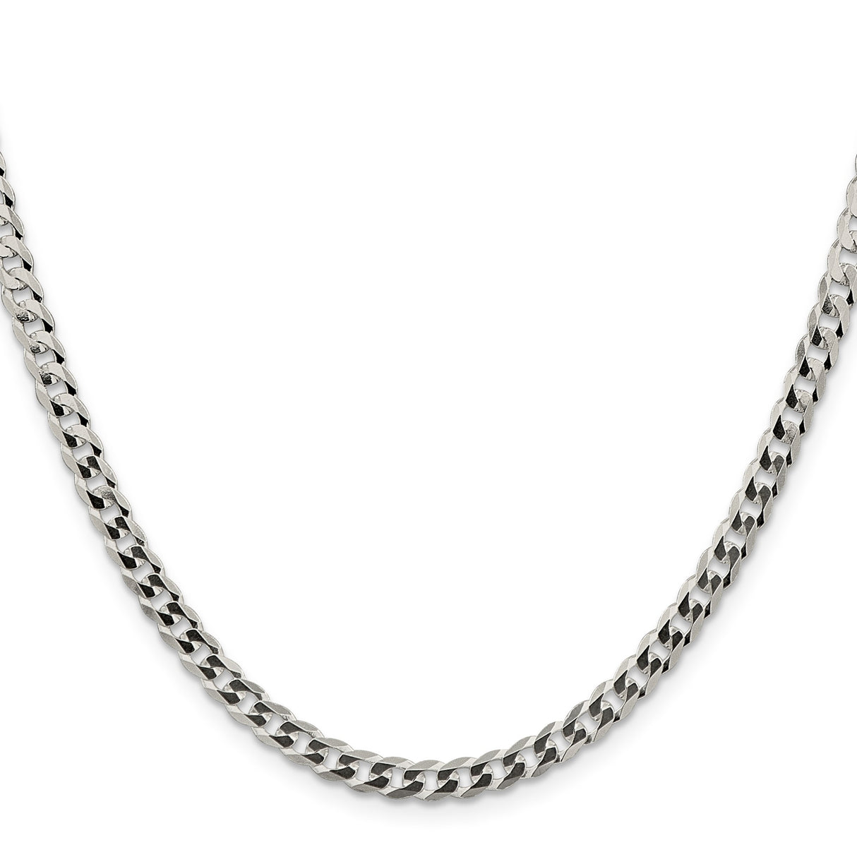 925 White Gold 4.7 mm Curb Chain Necklace, Polished