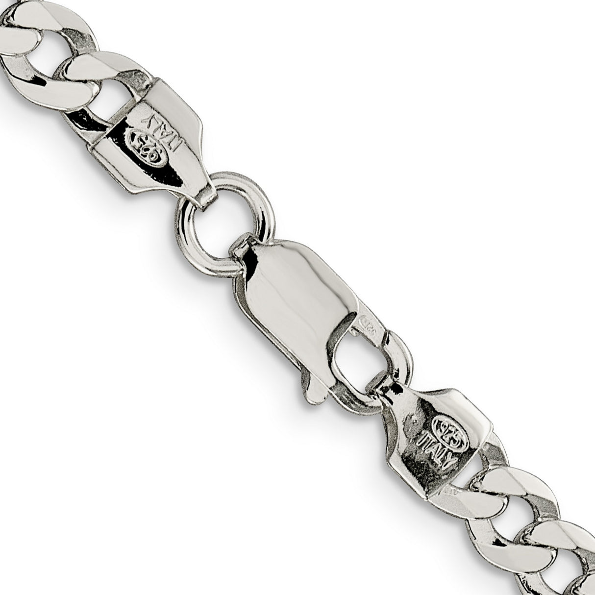 925 White Gold 5.75 mm Curb Chain Necklace, Polished alternate angle