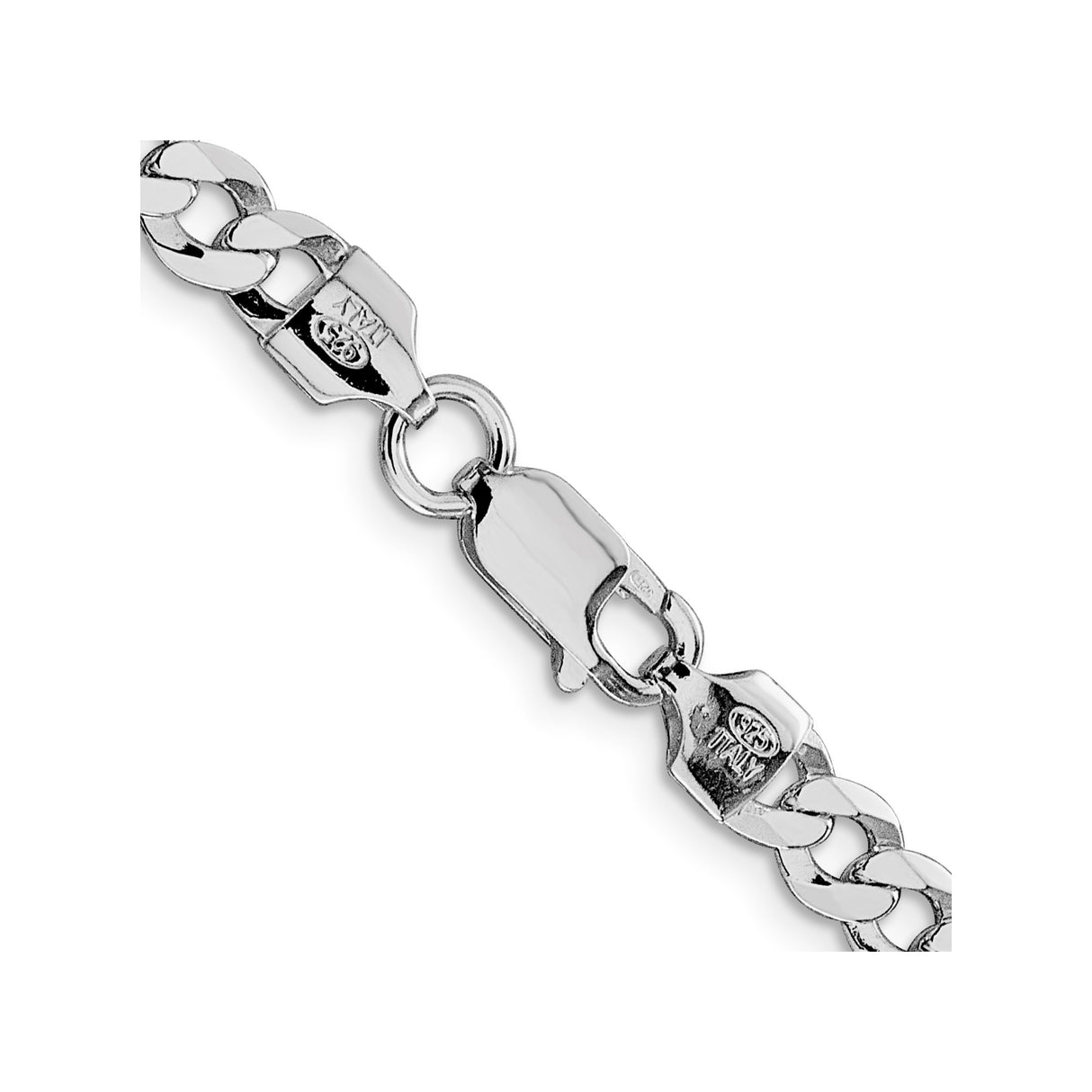 925 White Gold 5.75 mm Curb Chain Necklace, Polished alternate angle