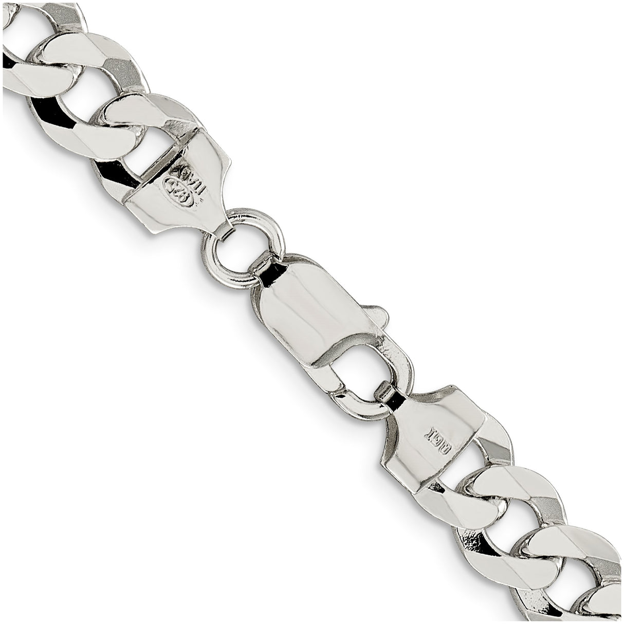 925 White Gold 8.5 mm Curb Chain Necklace, Polished alternate angle