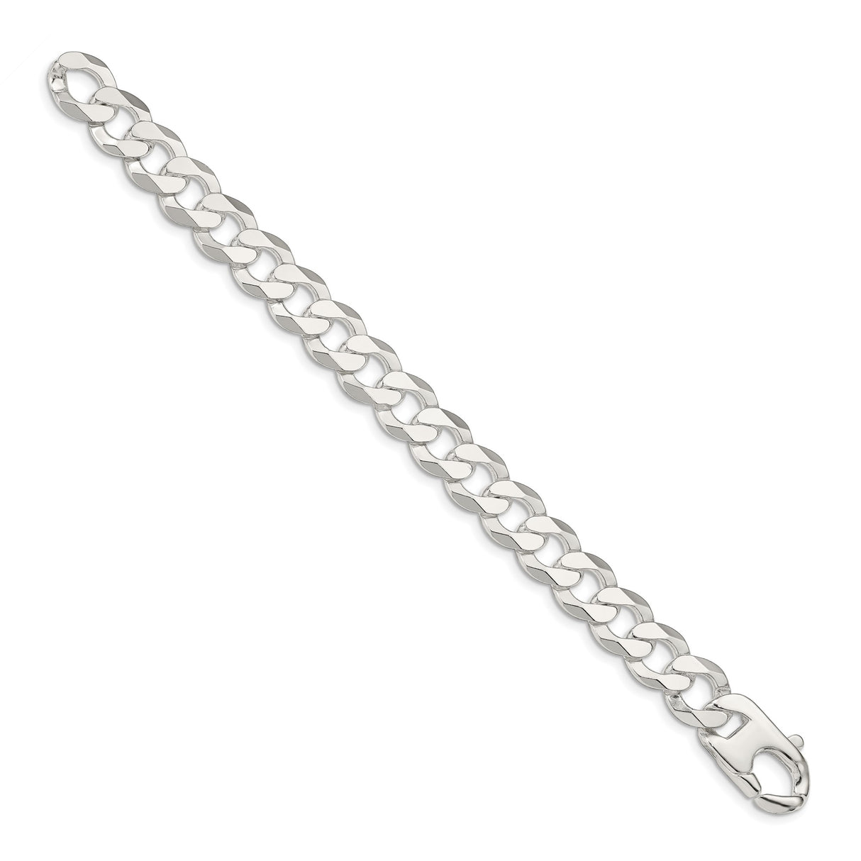 925 White Gold 14 mm Curb Chain Anklet, Polished