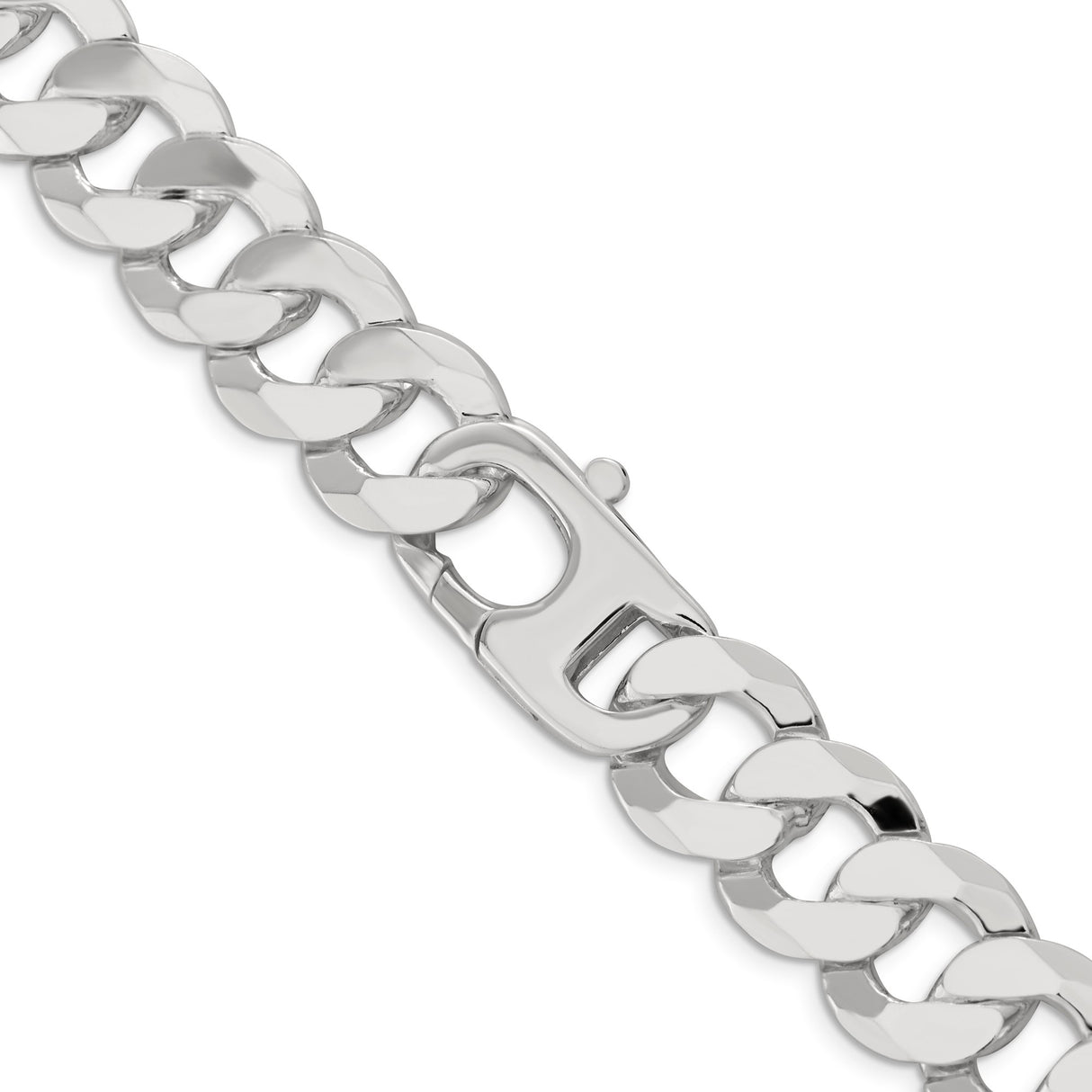 925 White Gold 16 mm Curb Chain Necklace, Polished alternate angle