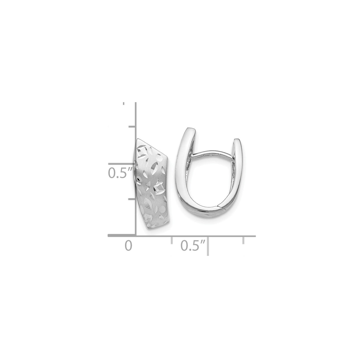Sterling Silver Huggie Hoop Earrings with Geometric Textured Design and Polished Finish
